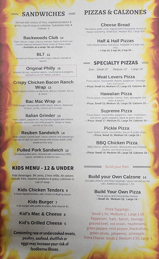 BACKWOODS BAR & GRILL OF BURT Menu image 1